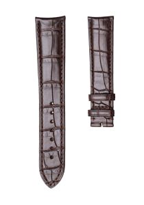 Dark Brown Genuine Circular Grain Alligator Leather Watch Strap For Cartier Ronde W6800251
